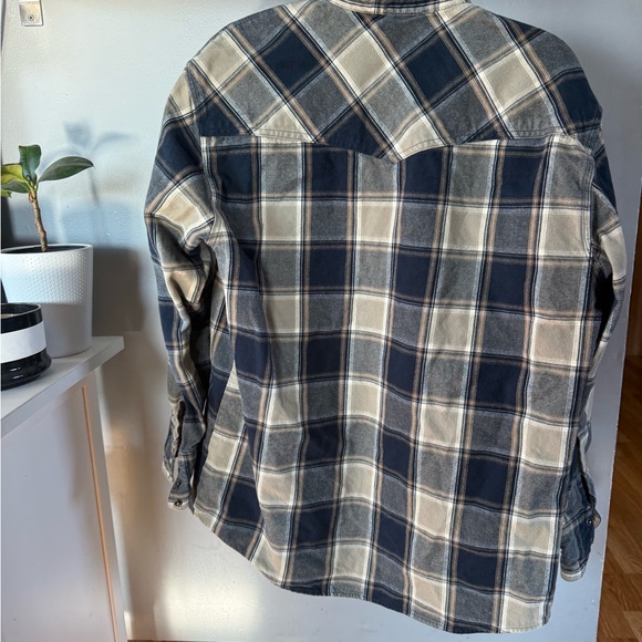 Work n' Sport Western Pearl Snap Shirt Long Sleeve Heavy Flannel Men's Size L - Picture 2 of 4